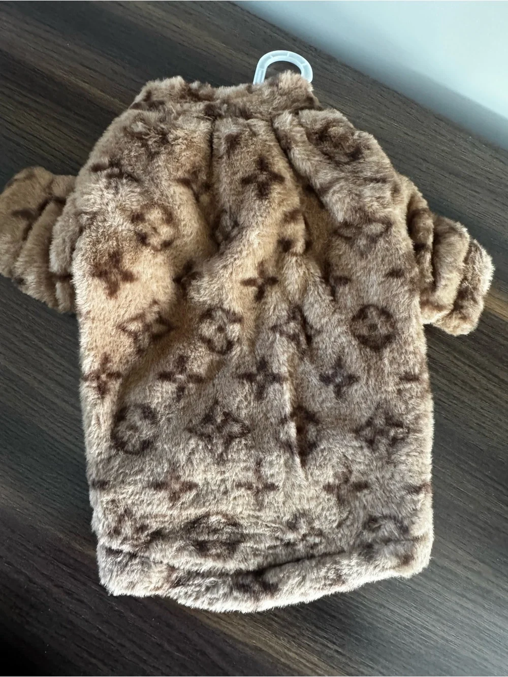 Dog Faux Fur Brown Hooded Coat - Plush Winter Jacket Size S/M NEW